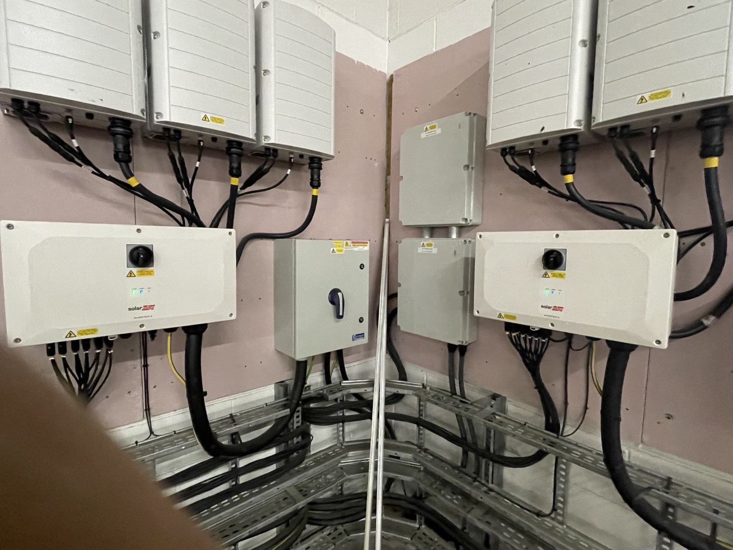 Solar PV inverters connected to electrical distribution equipment